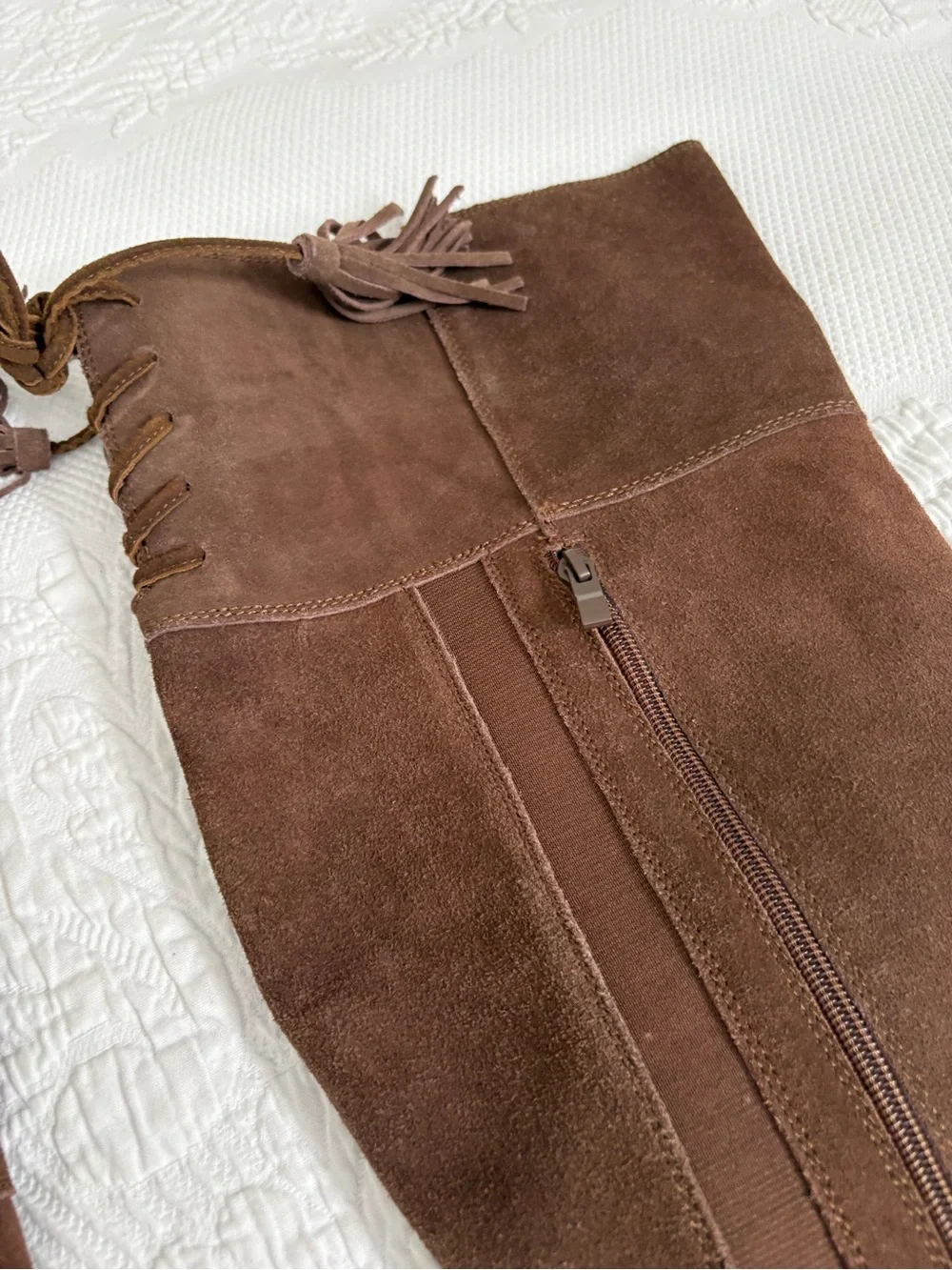 Torrid Women’s Tall Suede Lace-Back Riding Boots Brown over the knee 9W wide